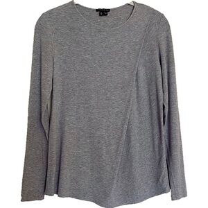 Theory Shirt Small knit long sleeve Pleat Detail Asymmetrical Gray Crew